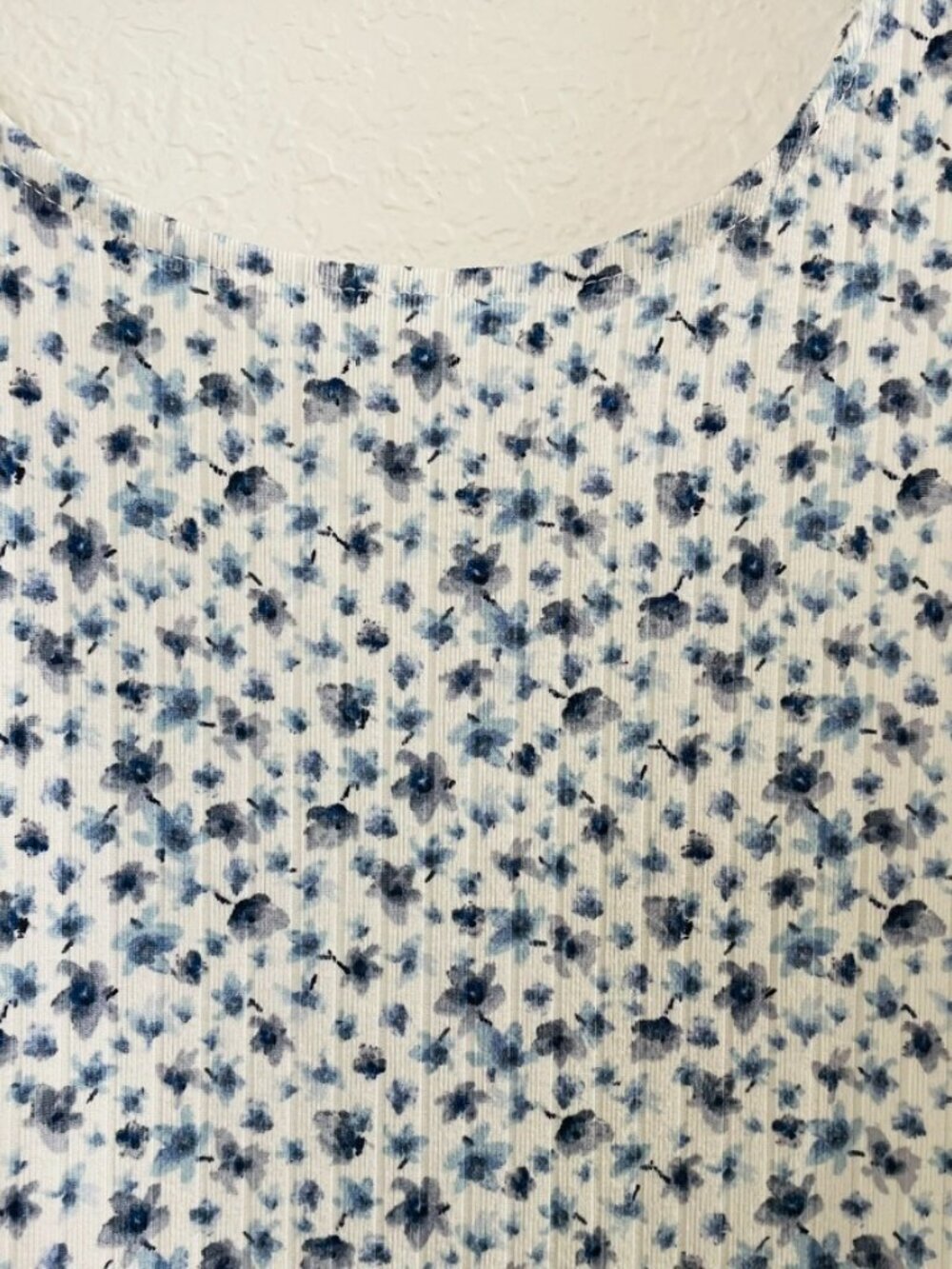 White Blue Floral Tank Top Stretchy Bodysuit | Medium - Picture 2 of 5